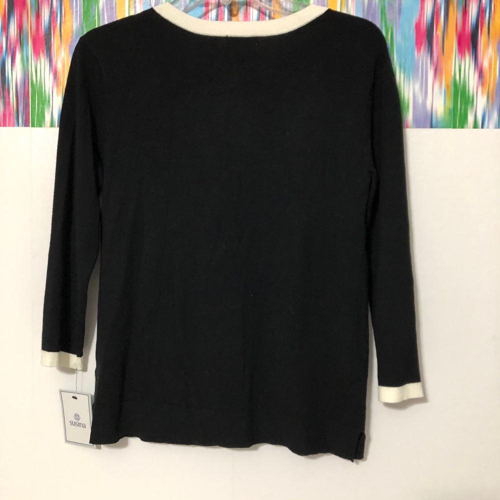 New- Susina black & cream button down cardigan - Picture 3 of 7